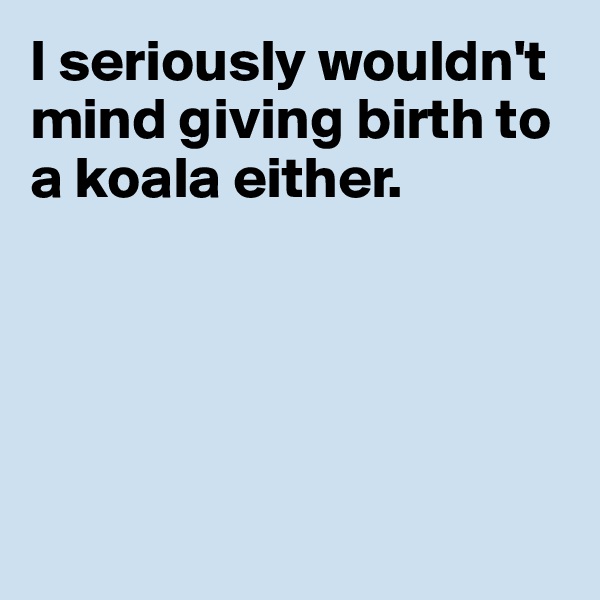 I seriously wouldn't mind giving birth to a koala either. 





