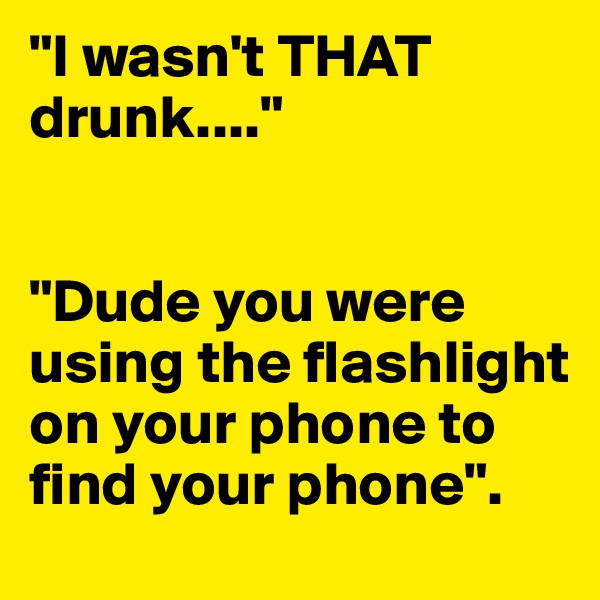"I wasn't THAT drunk...."


"Dude you were using the flashlight on your phone to find your phone".