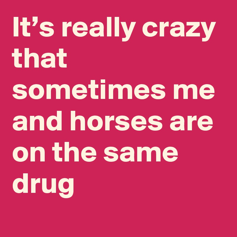 It’s really crazy that sometimes me and horses are on the same drug