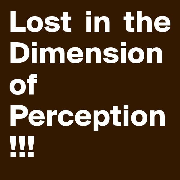 Lost  in  the Dimensionof Perception!!!