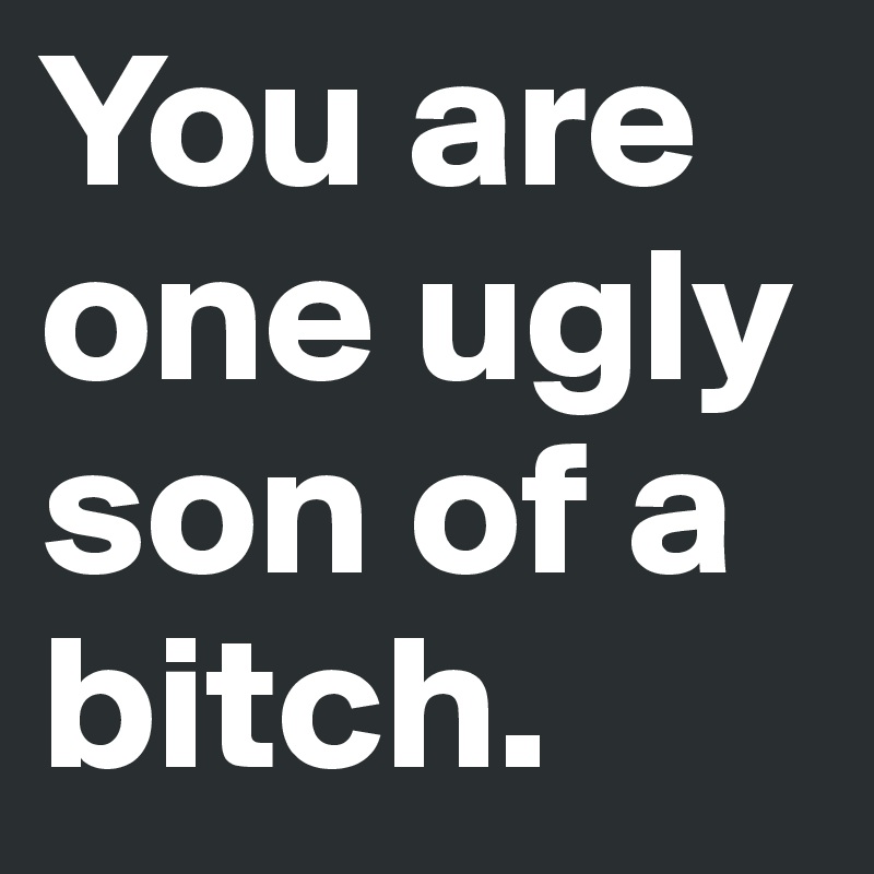 You are one ugly son of a bitch. 