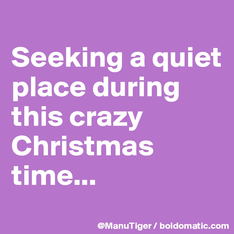 
Seeking a quiet place during this crazy Christmas time...
