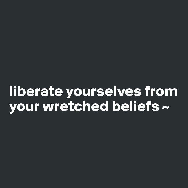 




liberate yourselves from your wretched beliefs ~ 



