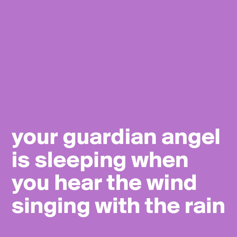 




your guardian angel is sleeping when you hear the wind singing with the rain