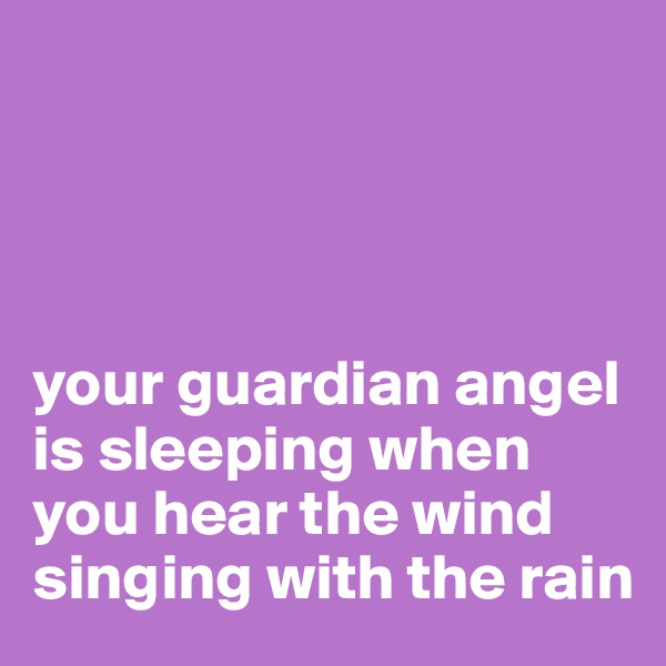 




your guardian angel is sleeping when you hear the wind singing with the rain
