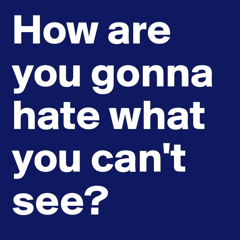 How are you gonna hate what you can't see?