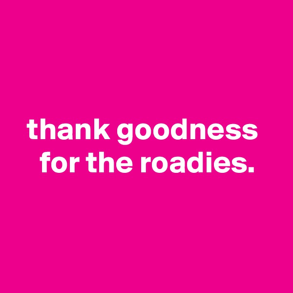 


  thank goodness
    for the roadies.


