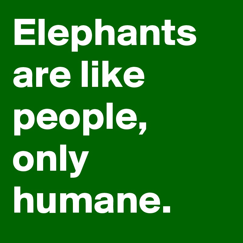 Elephants are like people, only humane.