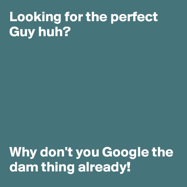 Looking for the perfect Guy huh? 







Why don't you Google the dam thing already!        