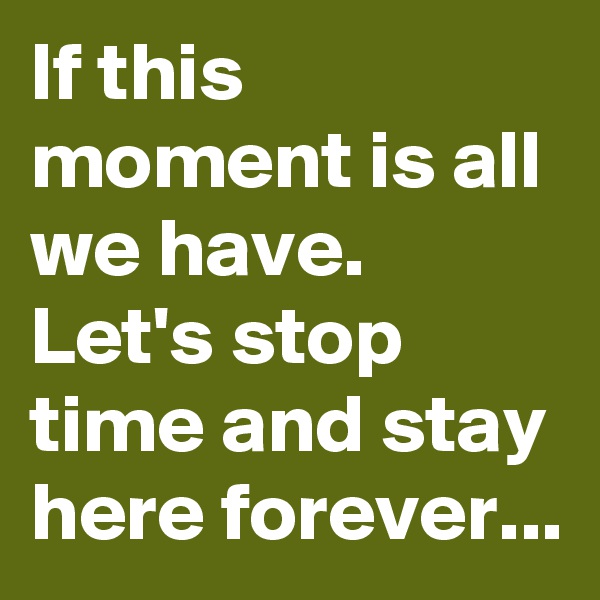 If this moment is all we have. Let's stop time and stay here forever...