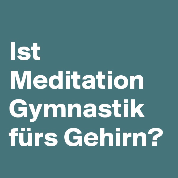 
Ist Meditation Gymnastik fürs Gehirn?