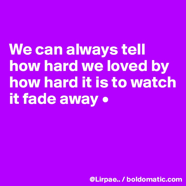 

We can always tell how hard we loved by how hard it is to watch it fade away •



