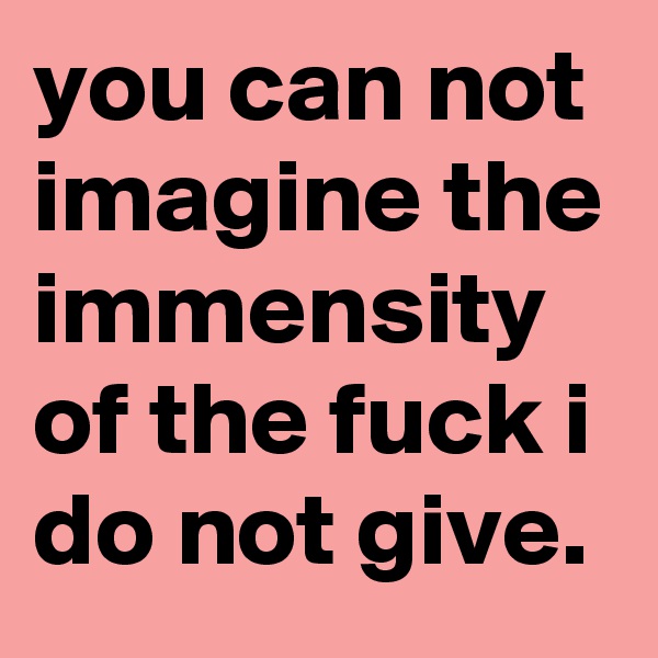 you can not imagine the immensity of the fuck i do not give.