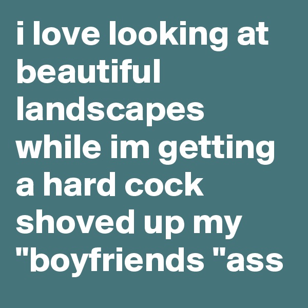 i love looking at beautiful landscapes while im getting a hard cock shoved up my "boyfriends "ass