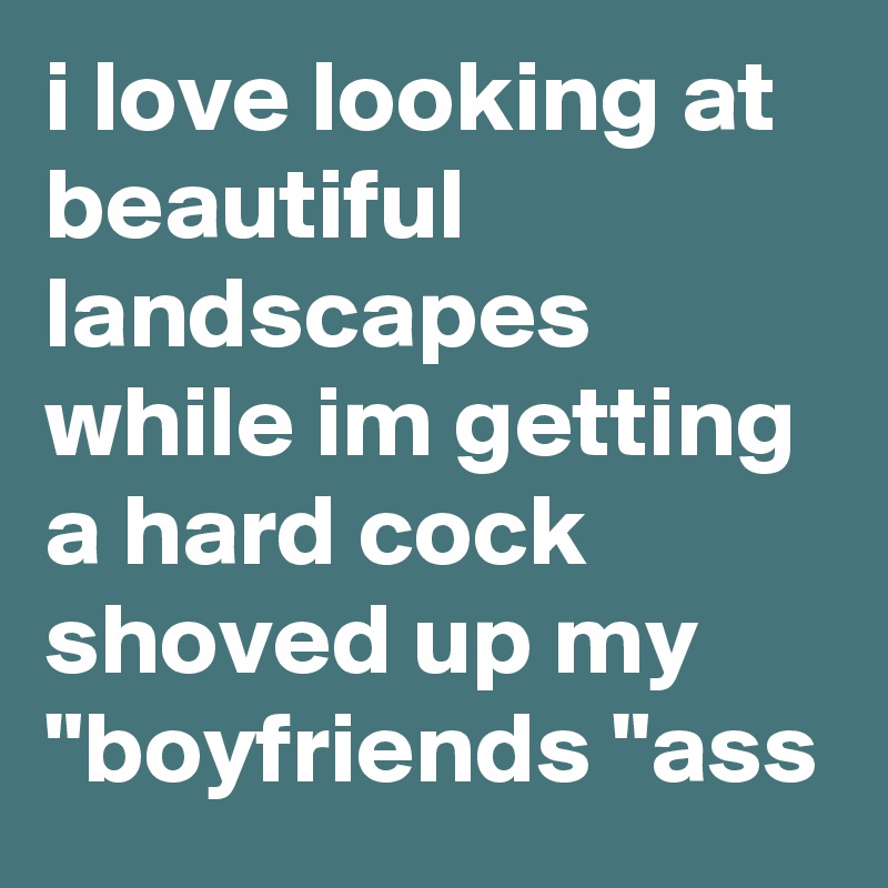i love looking at beautiful landscapes while im getting a hard cock shoved up my "boyfriends "ass