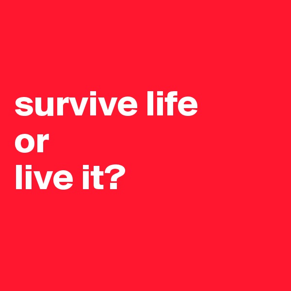 

survive life
or
live it?

