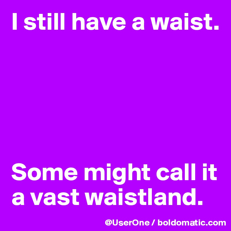 I still have a waist.





Some might call it a vast waistland.