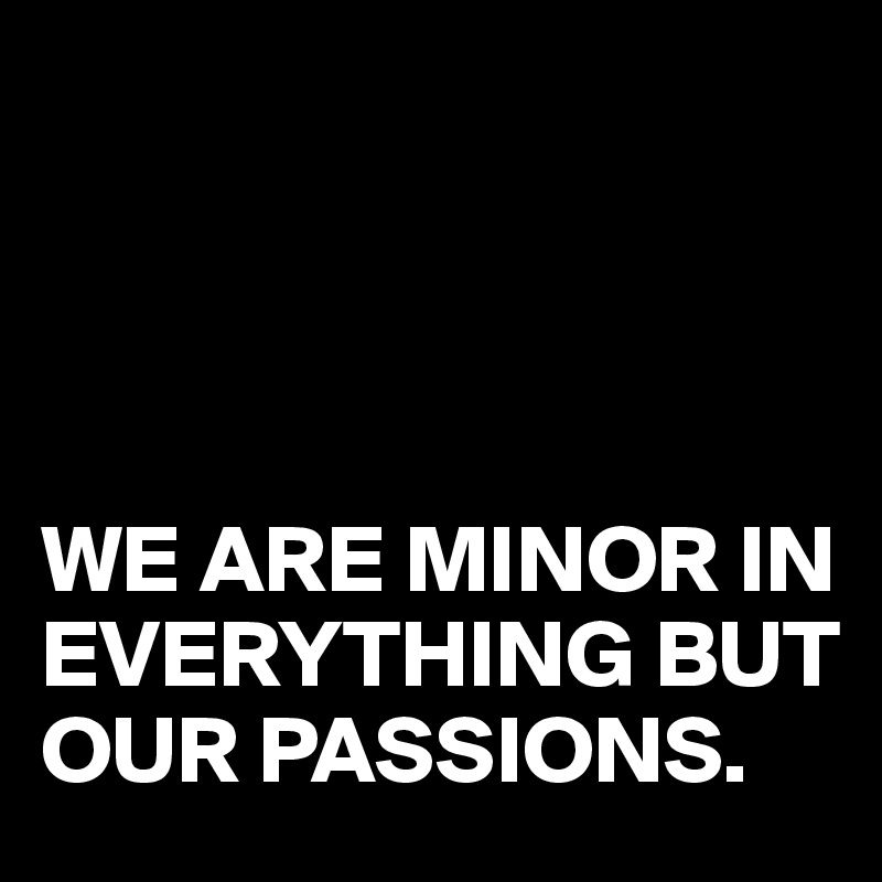 




WE ARE MINOR IN EVERYTHING BUT OUR PASSIONS.