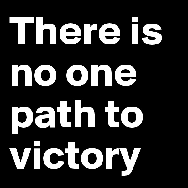 There is no one path to victory 