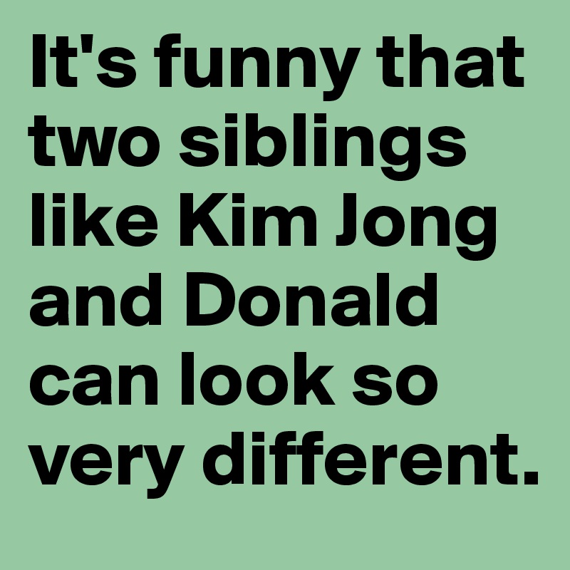 It's funny that two siblings like Kim Jong and Donald can look so very different.