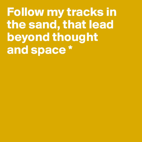 Follow my tracks in the sand, that lead beyond thought 
and space *





