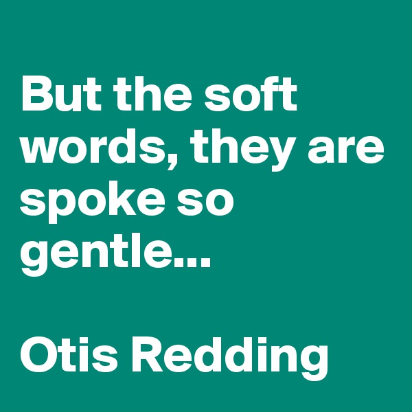 
But the soft words, they are spoke so gentle...

Otis Redding