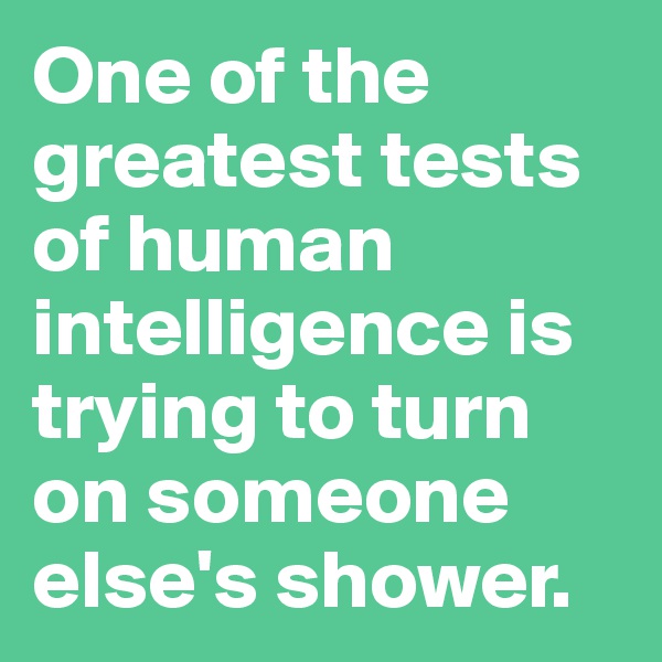 One of the greatest tests of human intelligence is trying to turn on someone else's shower.
