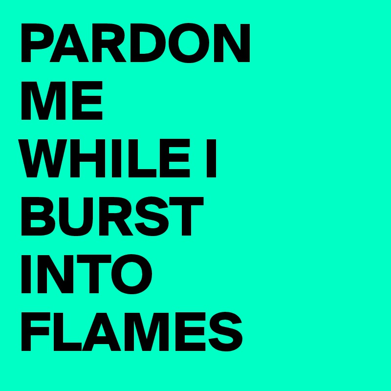 PARDON
ME 
WHILE I BURST 
INTO FLAMES