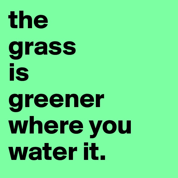 the
grass
is
greener
where you
water it.