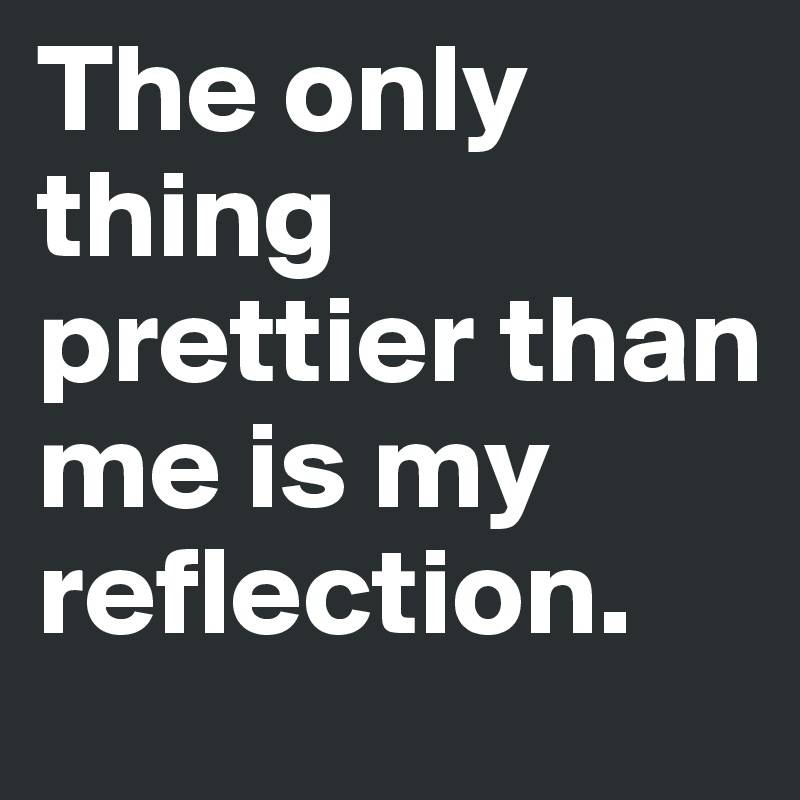 The only thing prettier than me is my reflection. 