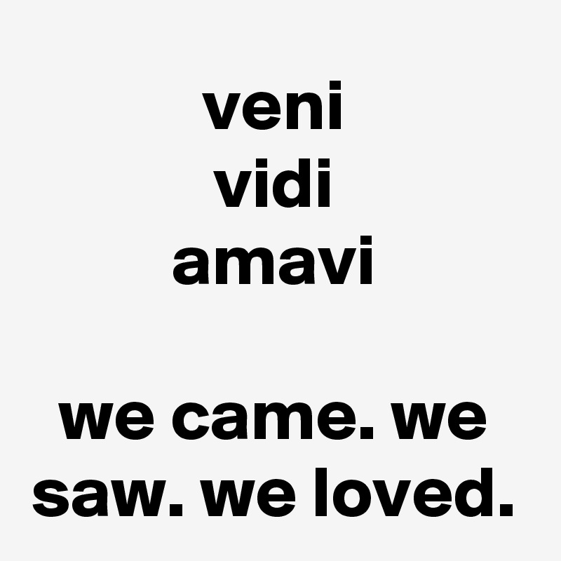 veni
vidi
amavi

we came. we saw. we loved.