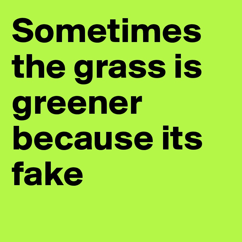 Sometimes the grass is greener because its fake
