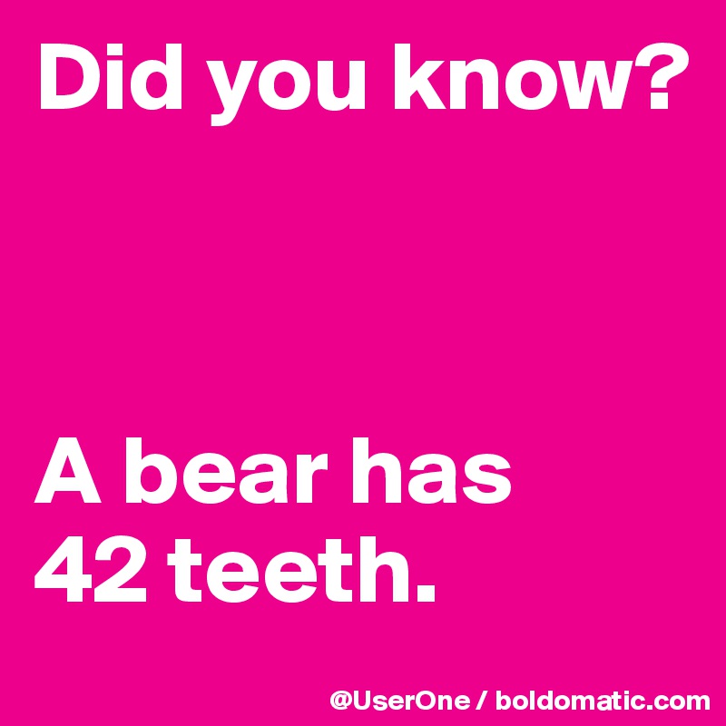 Did you know?



A bear has
42 teeth. 