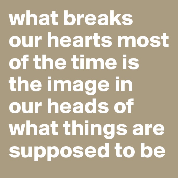 what breaks our hearts most of the time is the image in our heads of what things are supposed to be 
