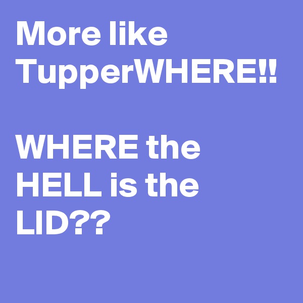 More like TupperWHERE!!

WHERE the HELL is the LID??