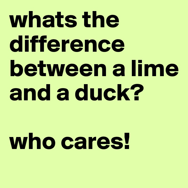 whats the difference between a lime and a duck?

who cares!