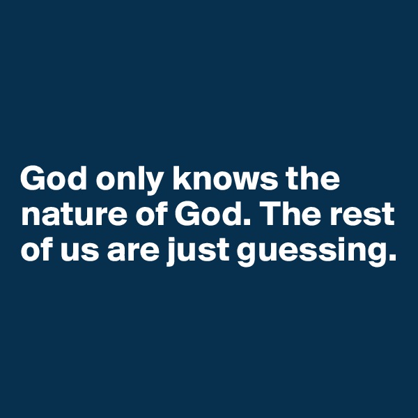 



God only knows the nature of God. The rest of us are just guessing. 


