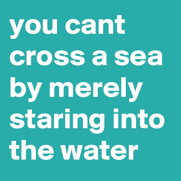 you cant cross a sea by merely staring into the water