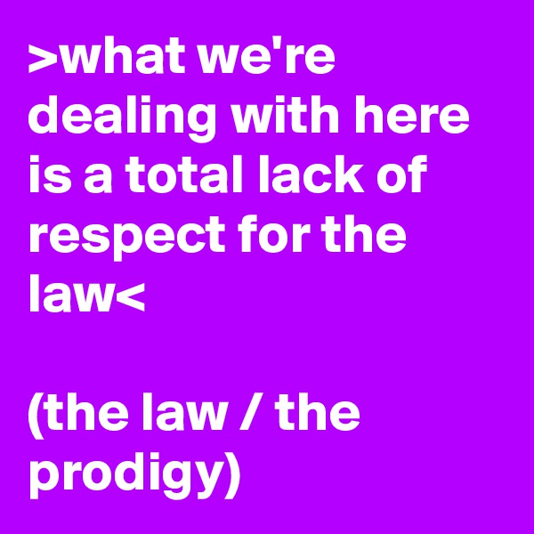 >what we're dealing with here
is a total lack of respect for the law<

(the law / the prodigy)