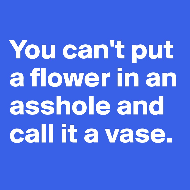 
You can't put a flower in an asshole and call it a vase.
