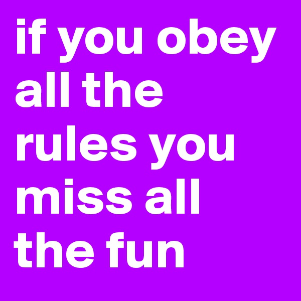 if you obey all the rules you miss all the fun