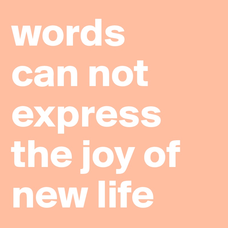 words 
can not express the joy of new life