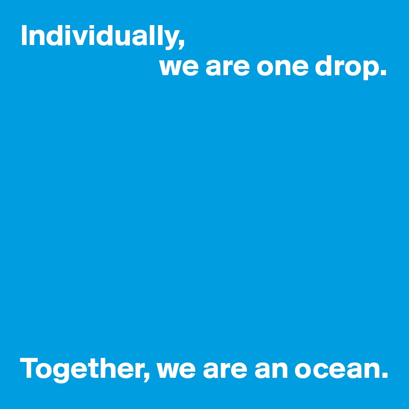 Individually,
                       we are one drop.









Together, we are an ocean.