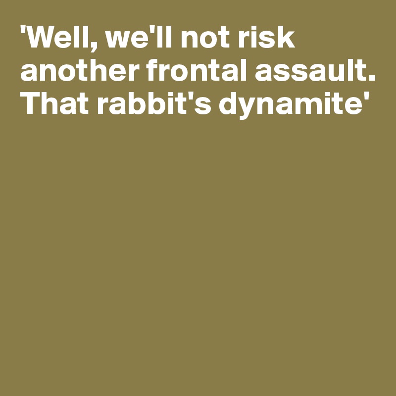 'Well, we'll not risk another frontal assault. That rabbit's dynamite'






