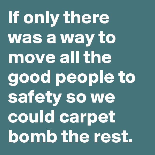 If only there was a way to move all the good people to safety so we could carpet bomb the rest. 