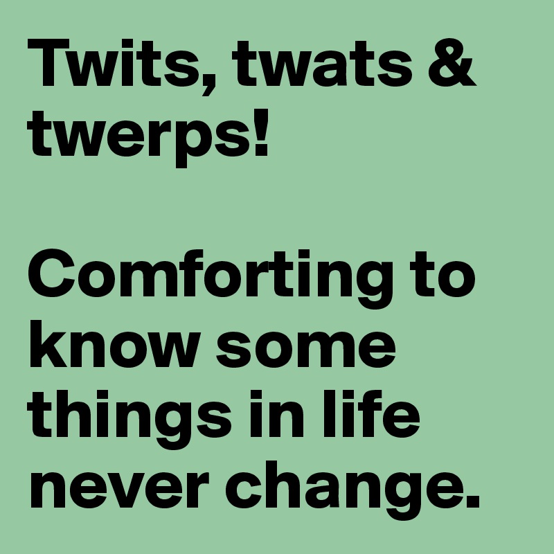 Twits, twats & twerps!

Comforting to know some things in life never change.