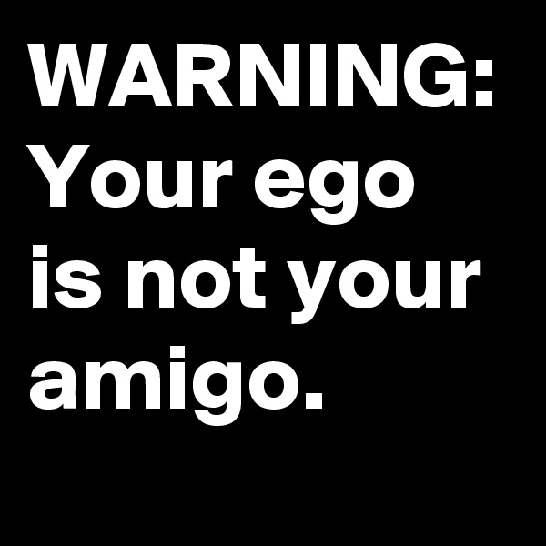 WARNING:
Your ego is not your amigo.