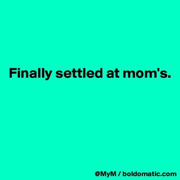 



Finally settled at mom's.




