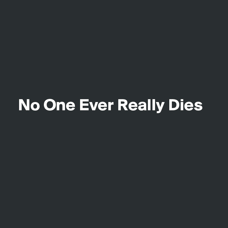 


         

  No One Ever Really Dies





