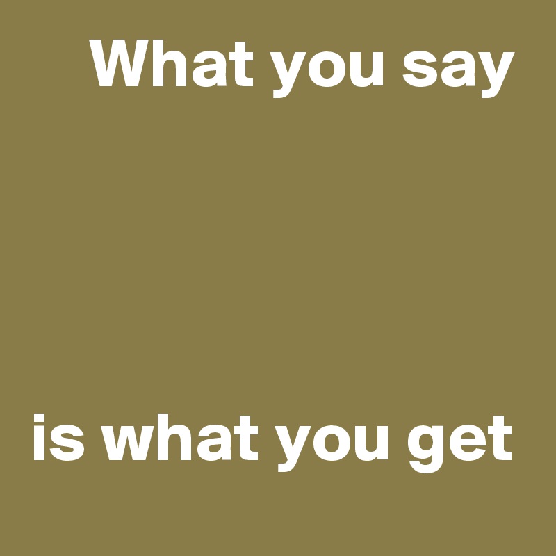 What you say




is what you get